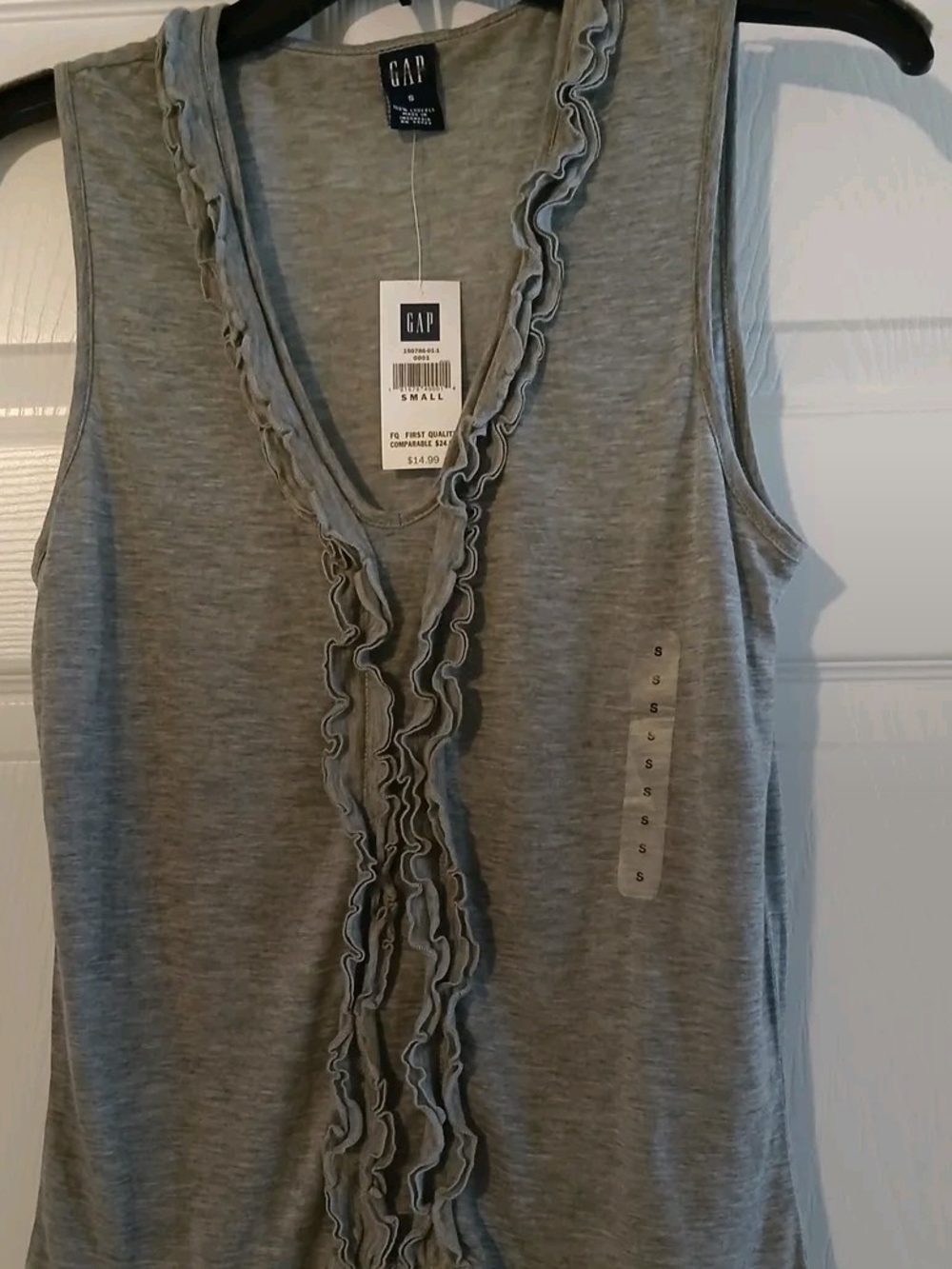 GAP Light Gray Ruffle V-Neck Tank Top